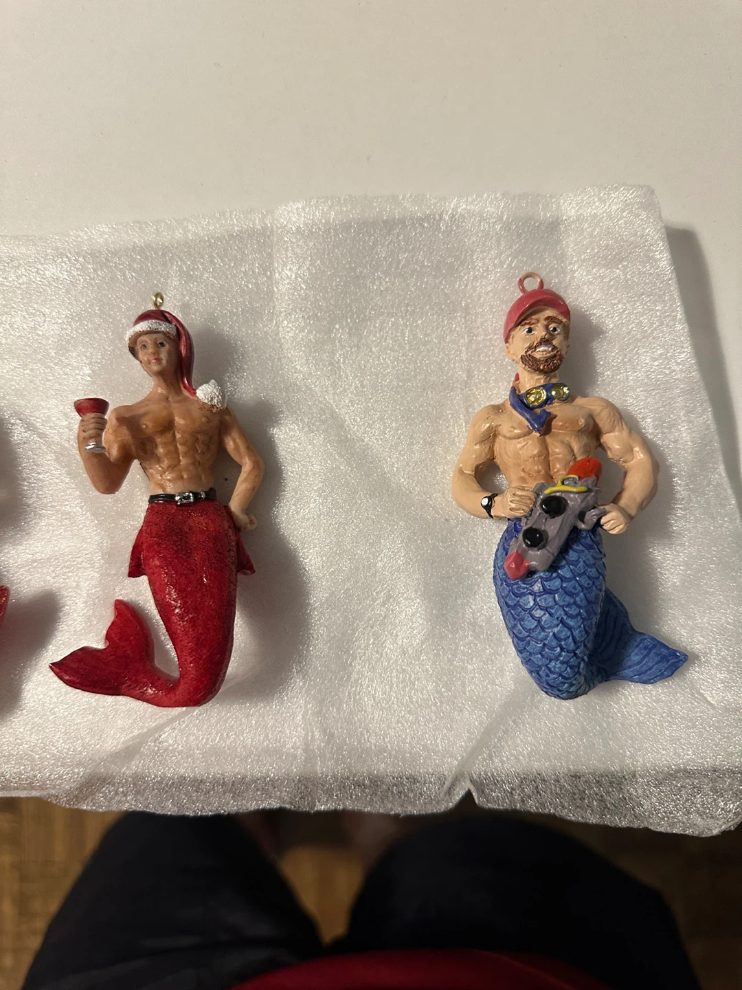 Set of Male Merman Christmas Ornaments