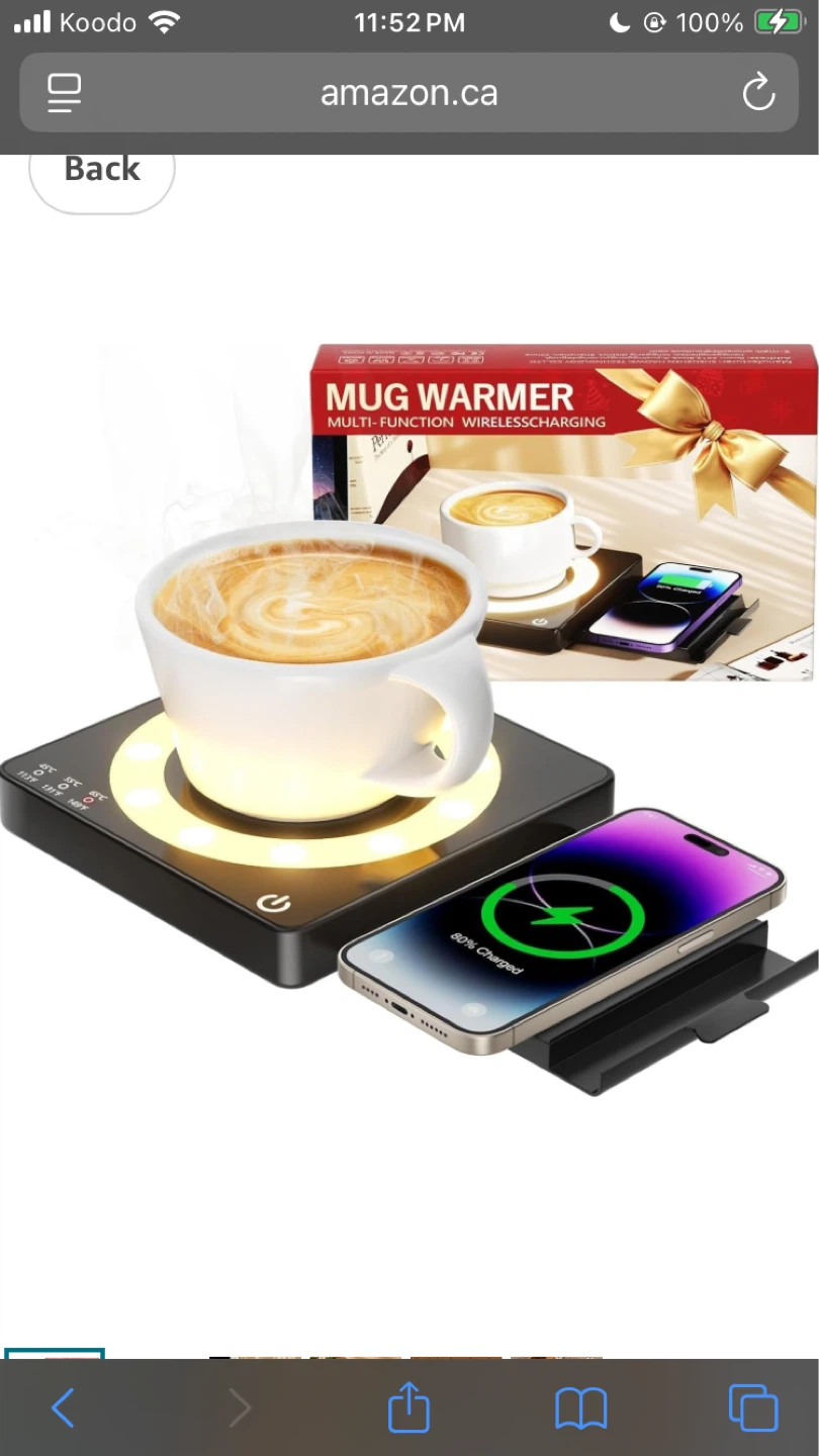 Black Mug Warmer with Wireless Charger! BRAND NEW