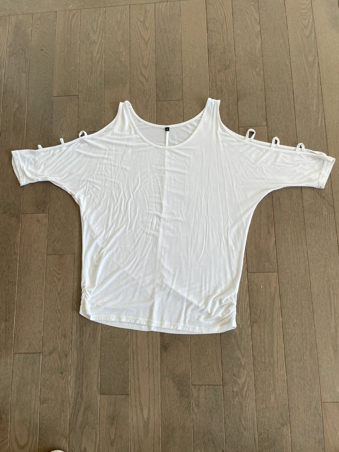 White Cold Shoulder Top with Tie Details