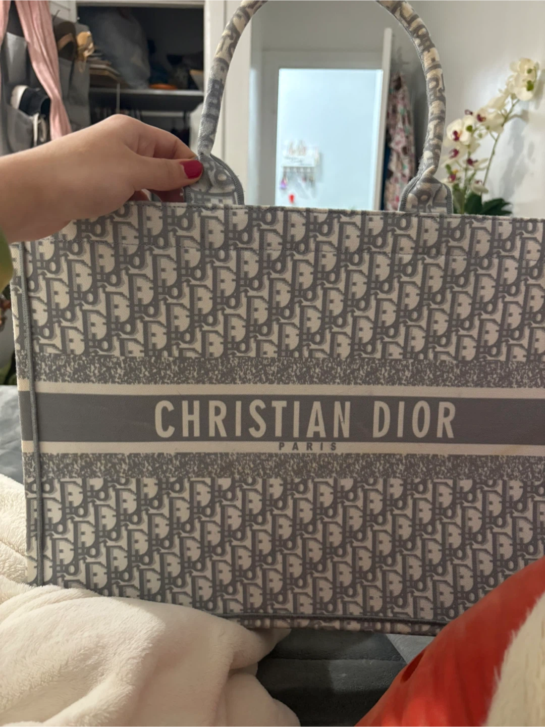 Grey Designer-Inspired Monogram Tote Bag - photo 4