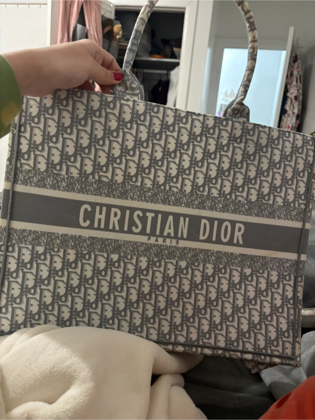 Grey Designer-Inspired Monogram Tote Bag - photo 5