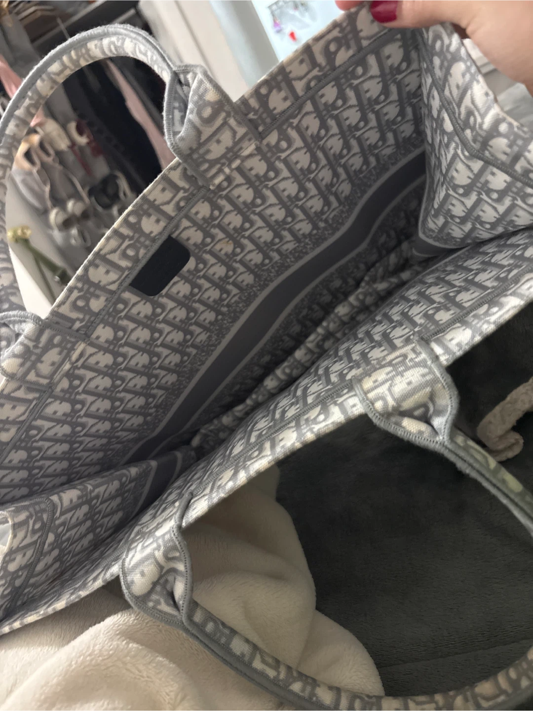 Grey Designer-Inspired Monogram Tote Bag - photo 3