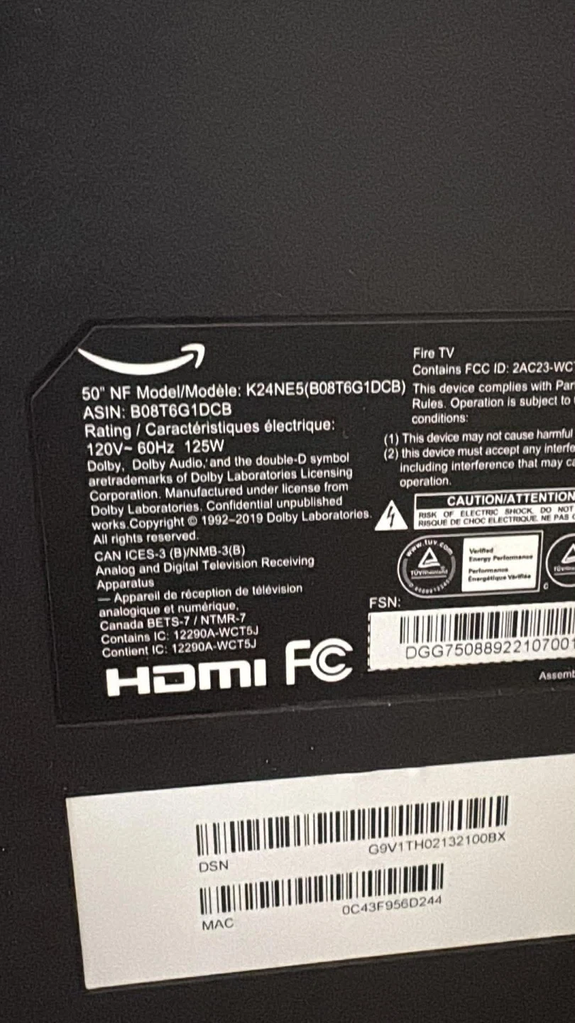 50 inch Amazon TV - Pick up by April 30 - photo 2