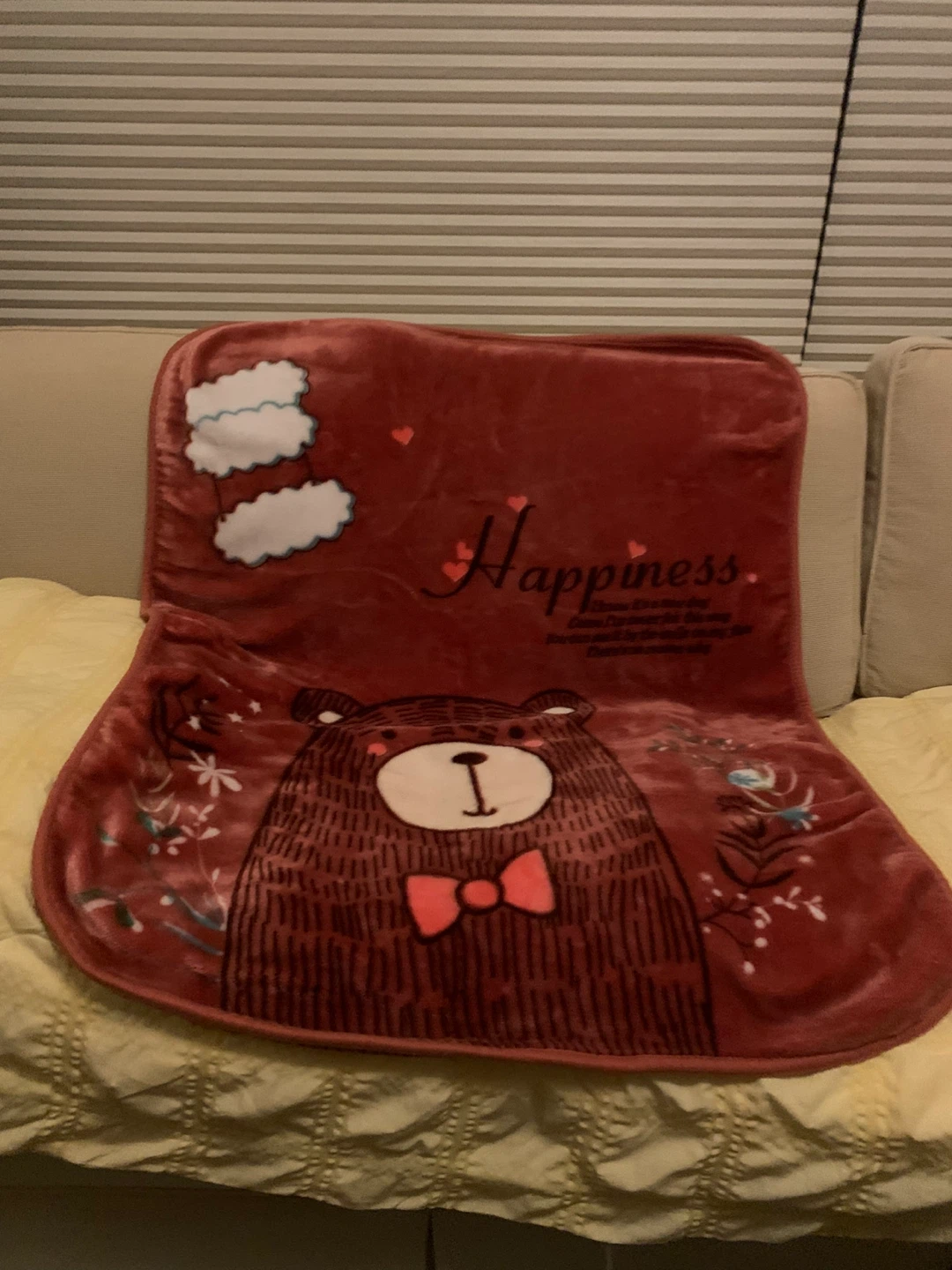 Red Bear "Happiness" Throw Blanket
