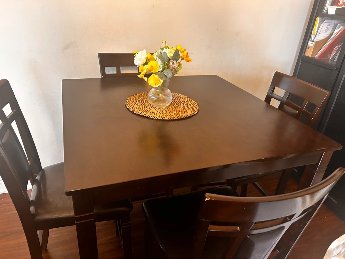 Dark Brown Square Counter Height Dining Set