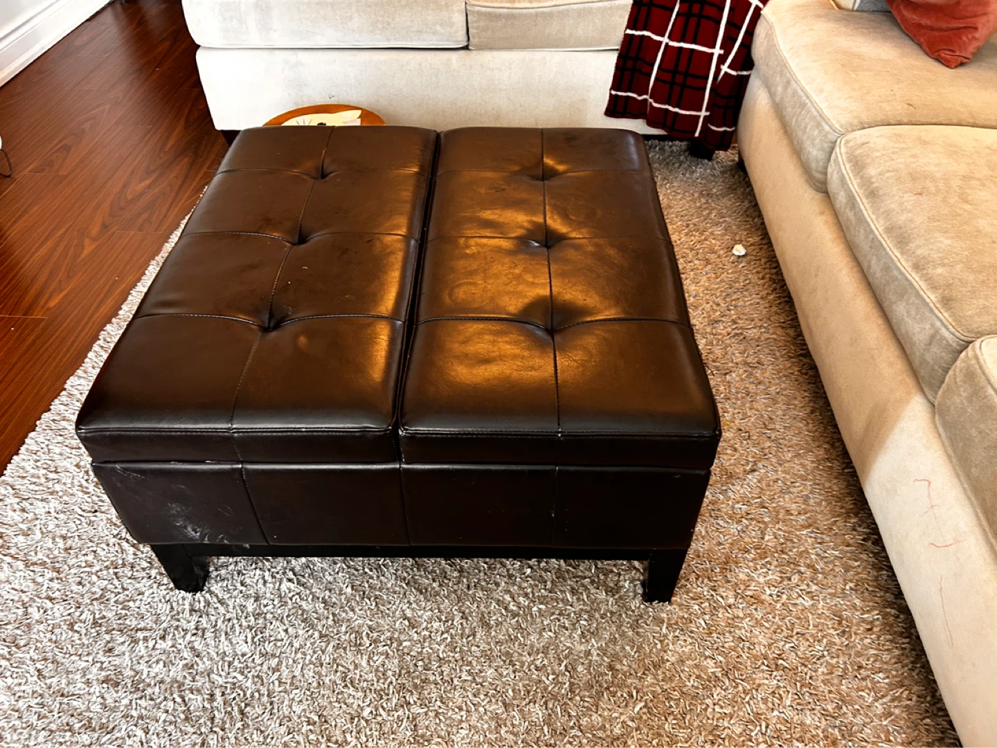 Dark Brown Tufted Storage Ottoman Bench - photo 2