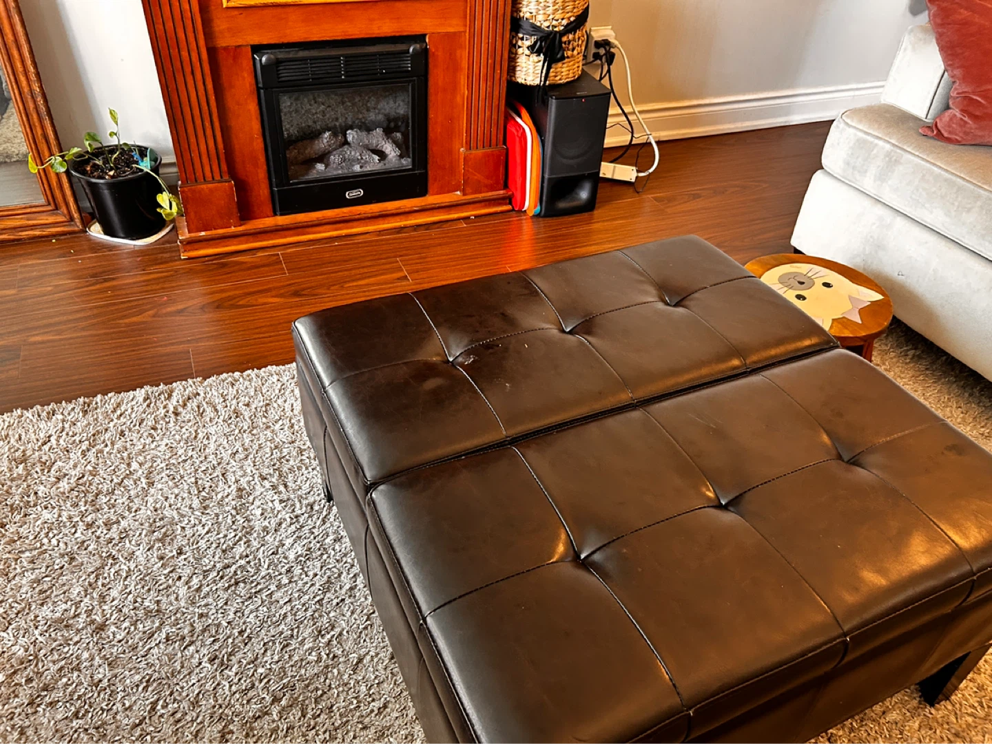 Dark Brown Tufted Storage Ottoman Bench