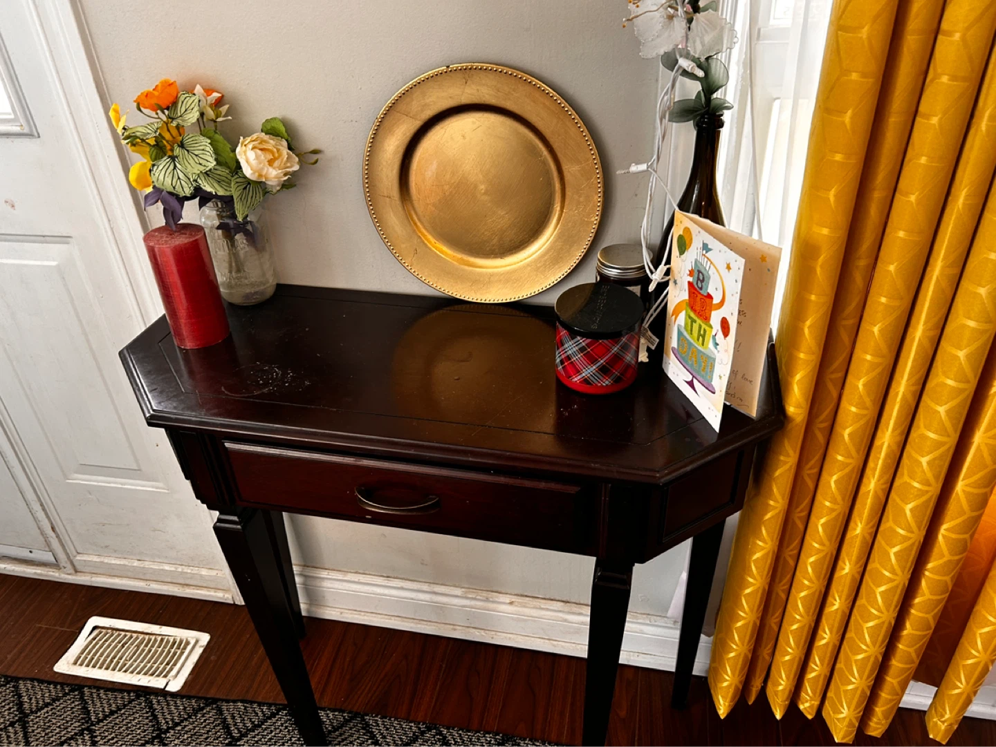 Dark Wood Console Table with Drawer - photo 2