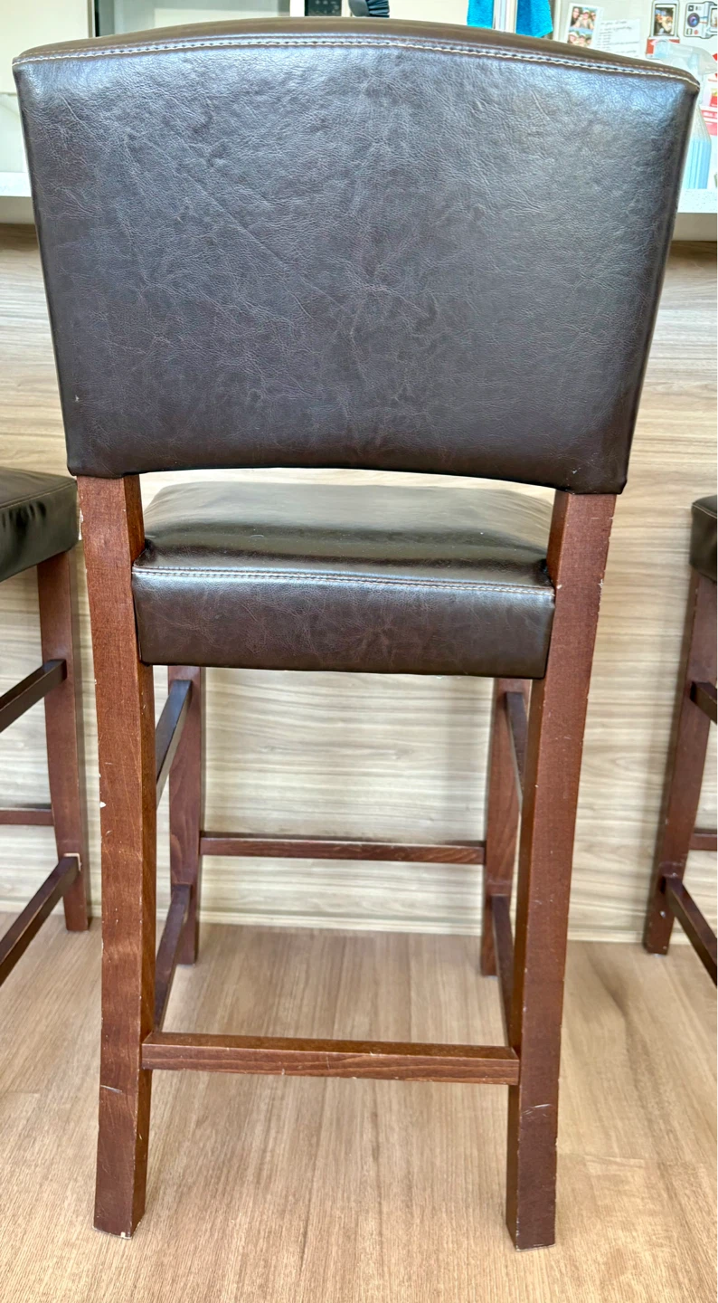 Set of 3 Dark Brown Faux Leather Bar Stools - photo 3