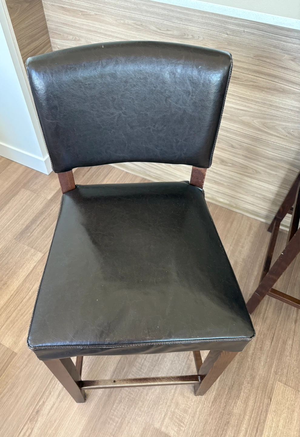 Set of 3 Dark Brown Faux Leather Bar Stools - photo 4