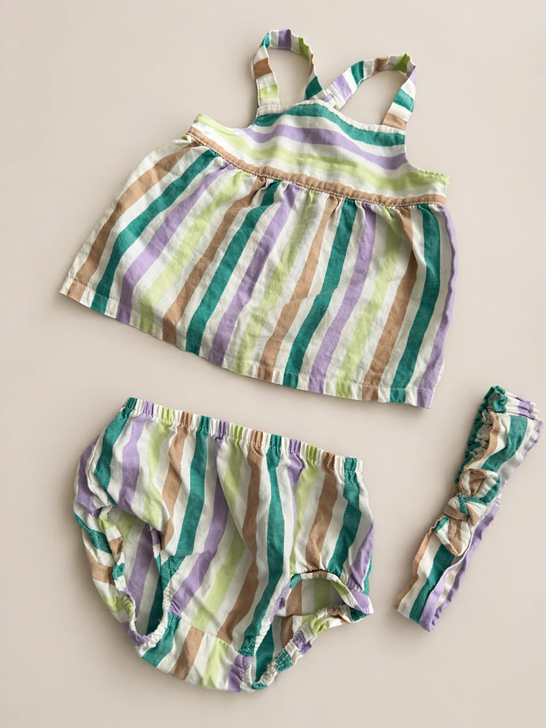 New Baby Striped Tank Top, Bloomer Shorts & Headband Set