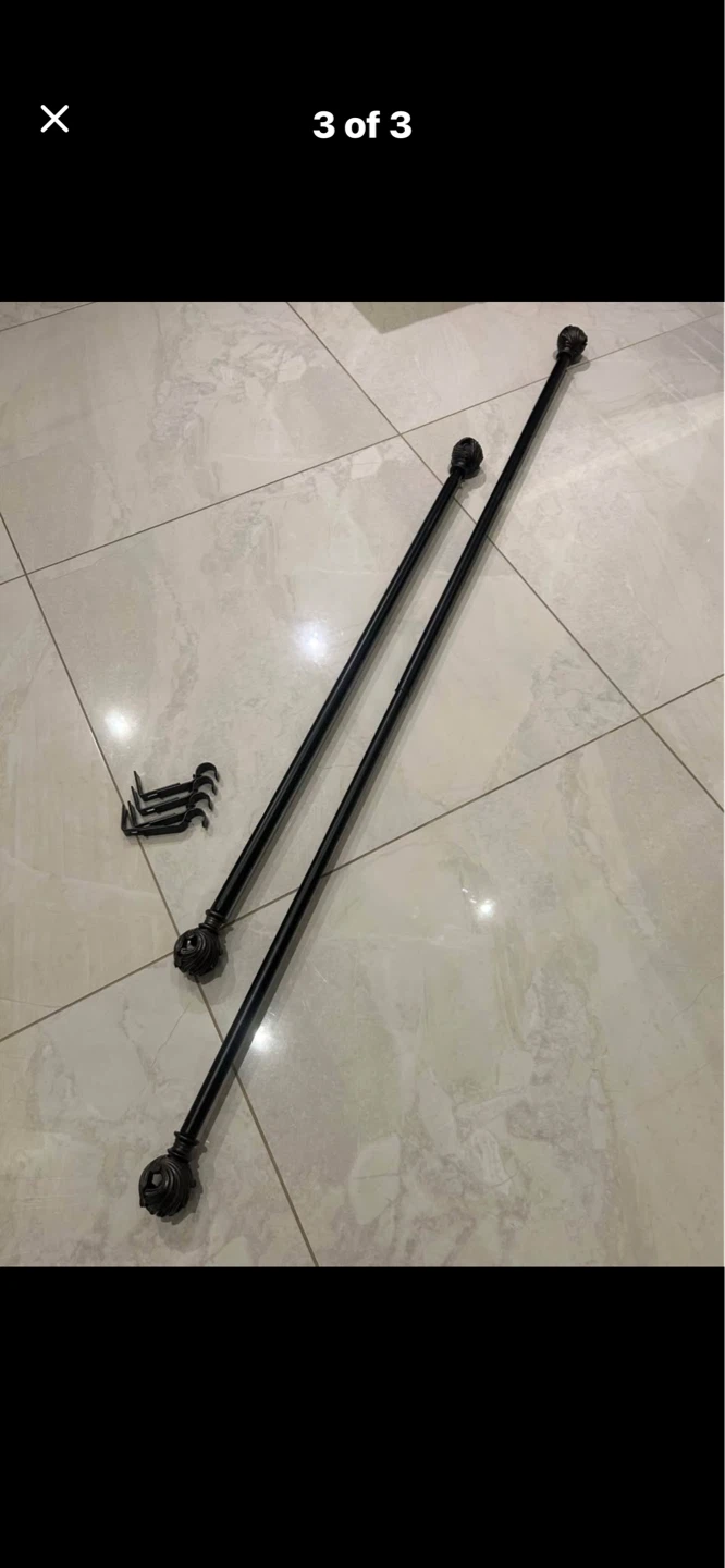 2 Decorative Curtain Rods with Finials