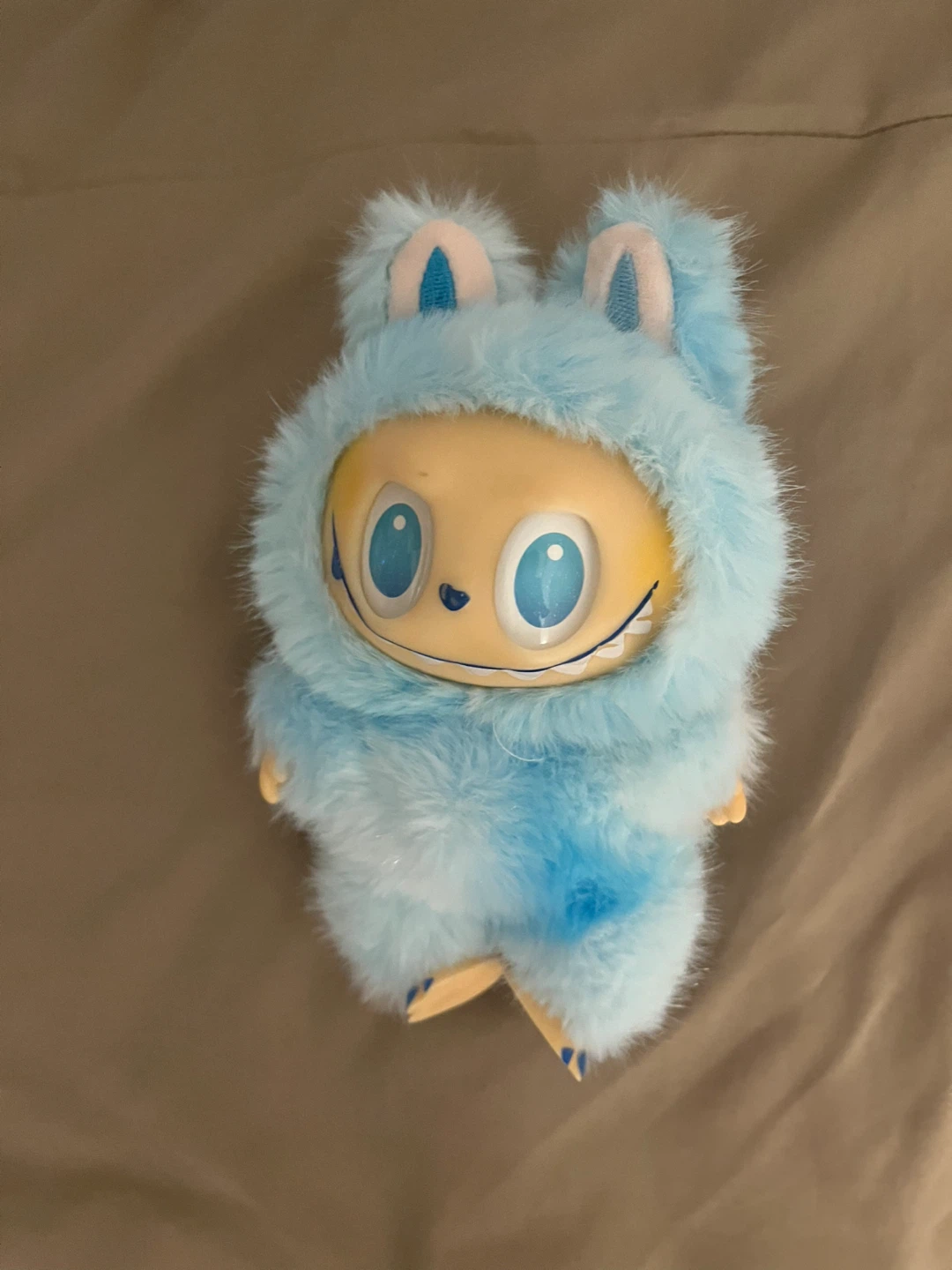 Blue Fuzzy Character Plush Toy with Keychain
