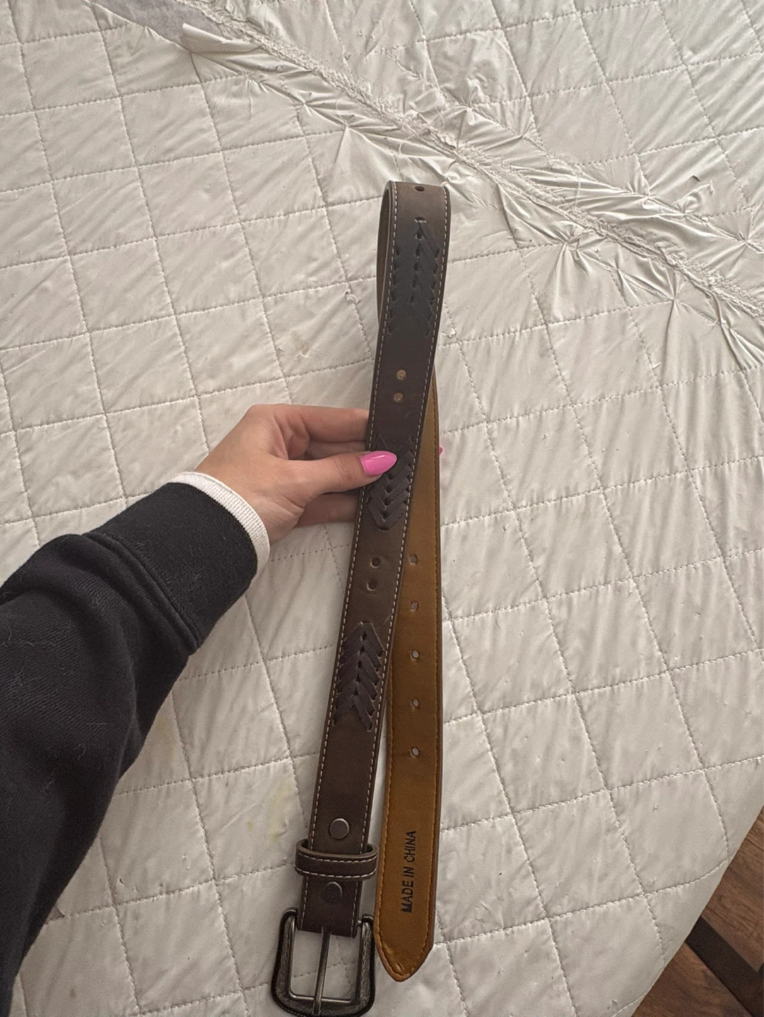Kids 26 inch Brown Leather Western Style Belt - photo 3