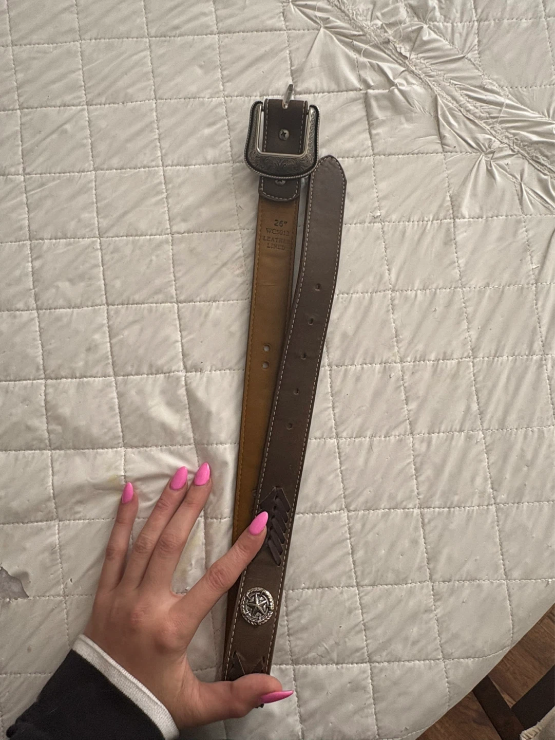 Kids 26 inch Brown Leather Western Style Belt - photo 2