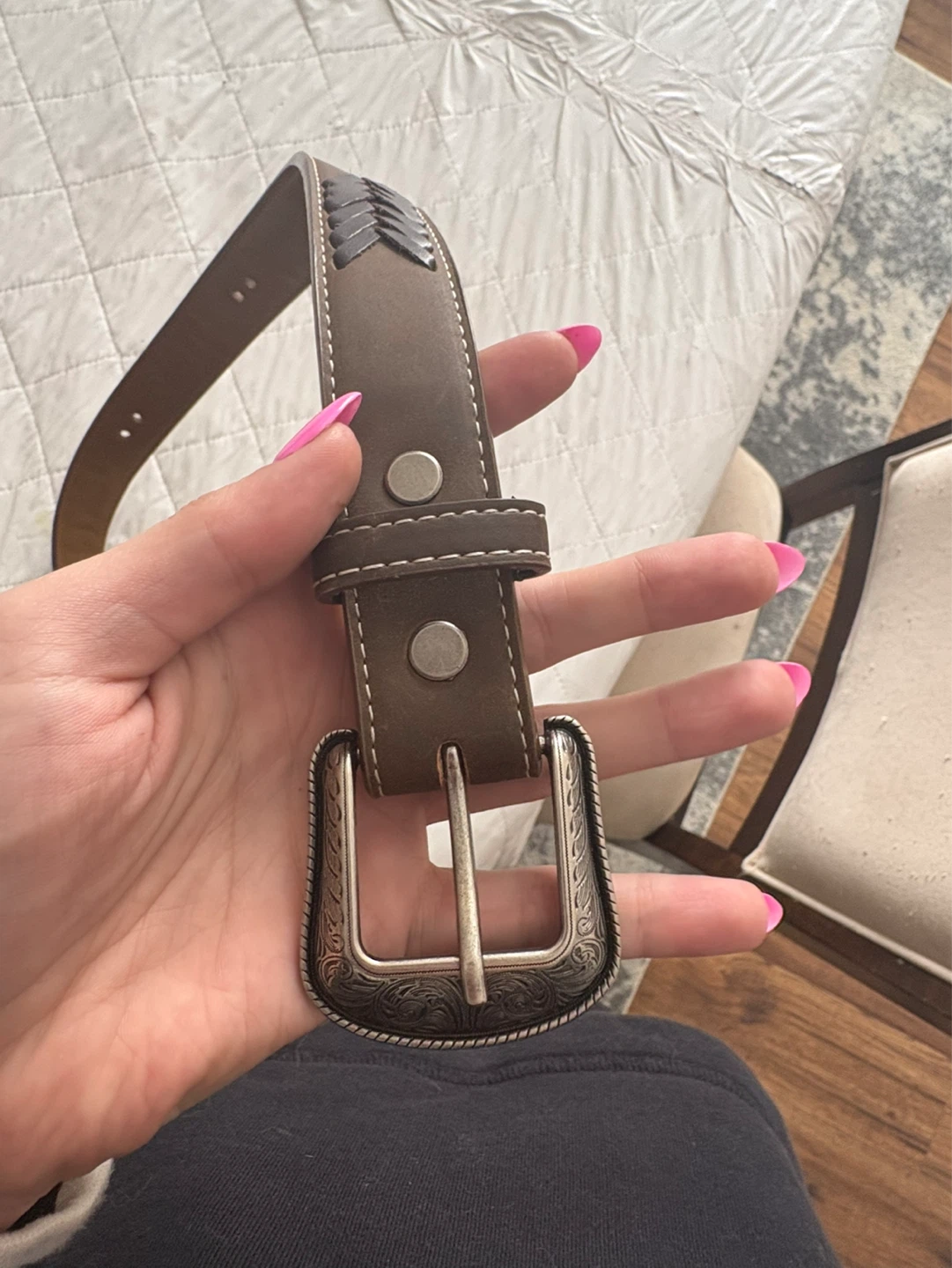 Kids 26 inch Brown Leather Western Style Belt