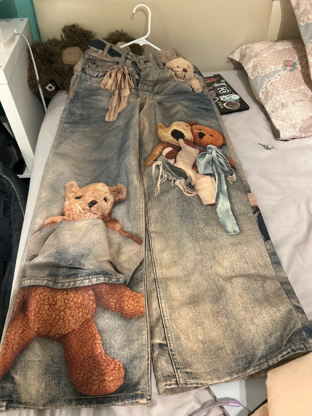 Acne Studios Teddy Bear Print Jeans - photo 3