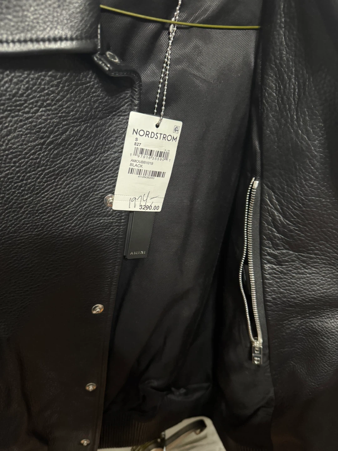 AMIRI Black Leather Varsity Jacket - Size Small - photo 2