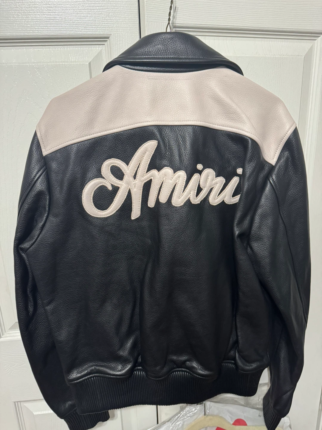 AMIRI Black Leather Varsity Jacket - Size Small