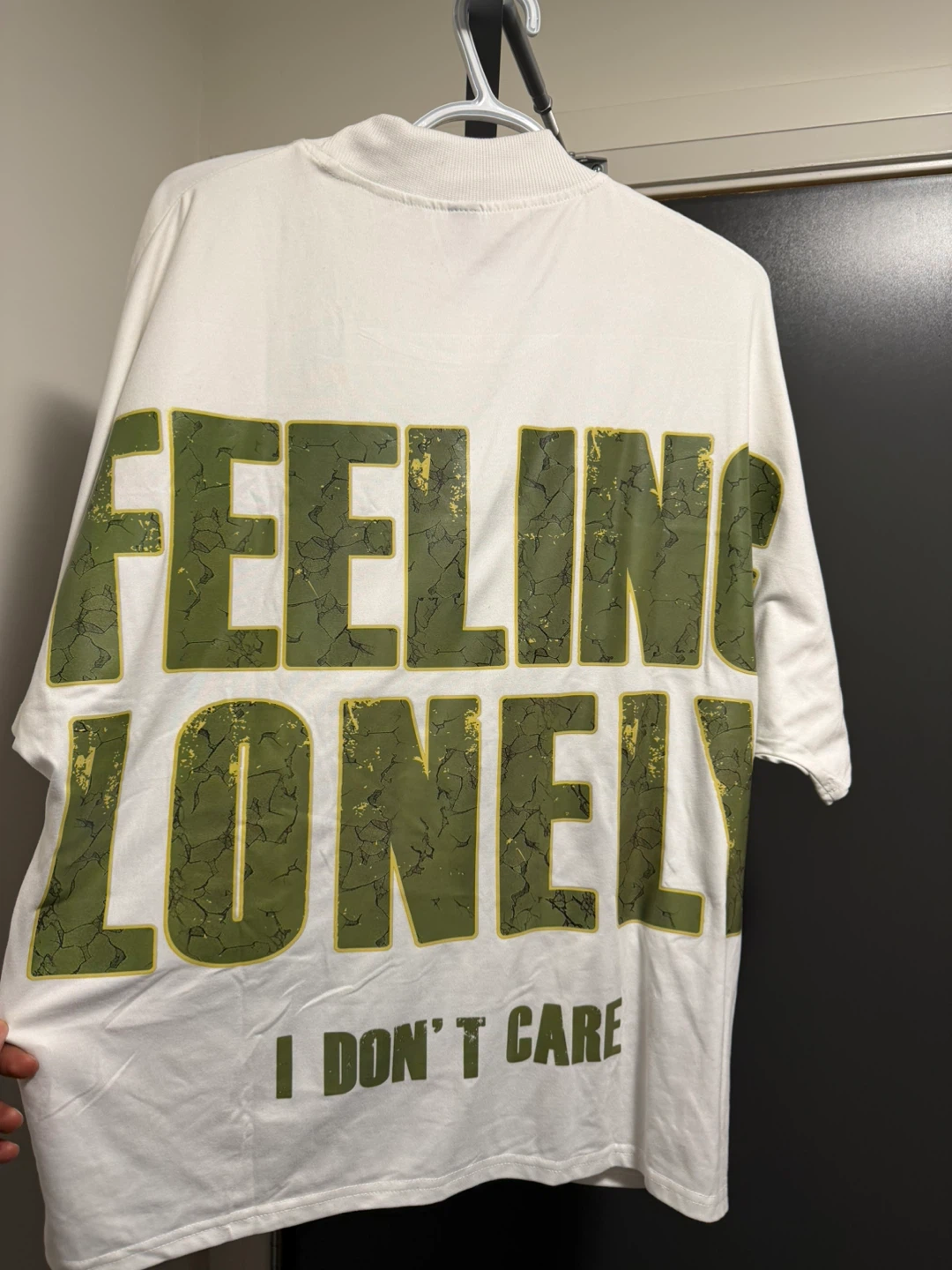White T-Shirt with "I DON'T CARE" Graphic - photo 2