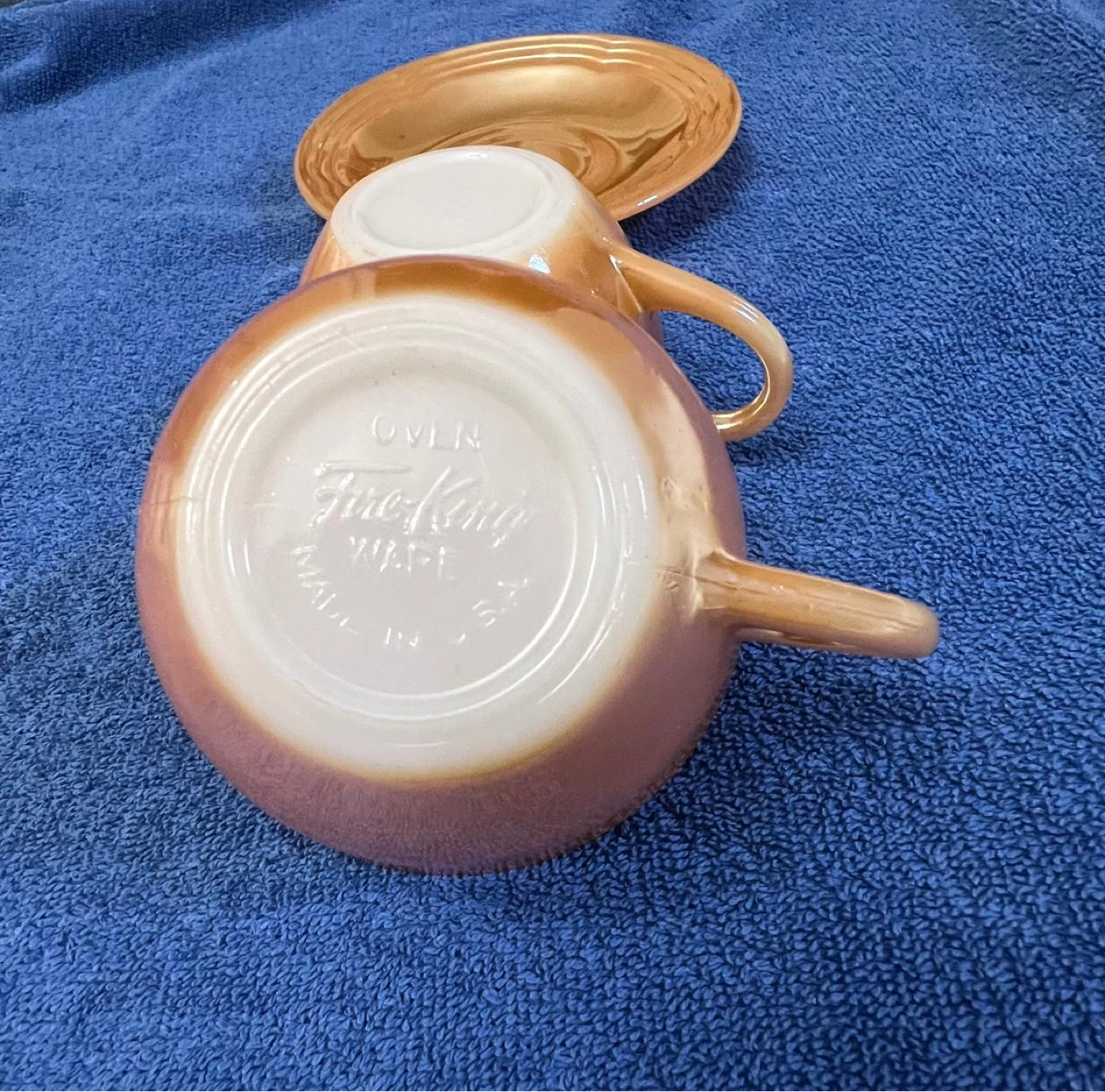 Vintage Fire-King Peach Lustre Teacup & Saucer Set (G09) - photo 3