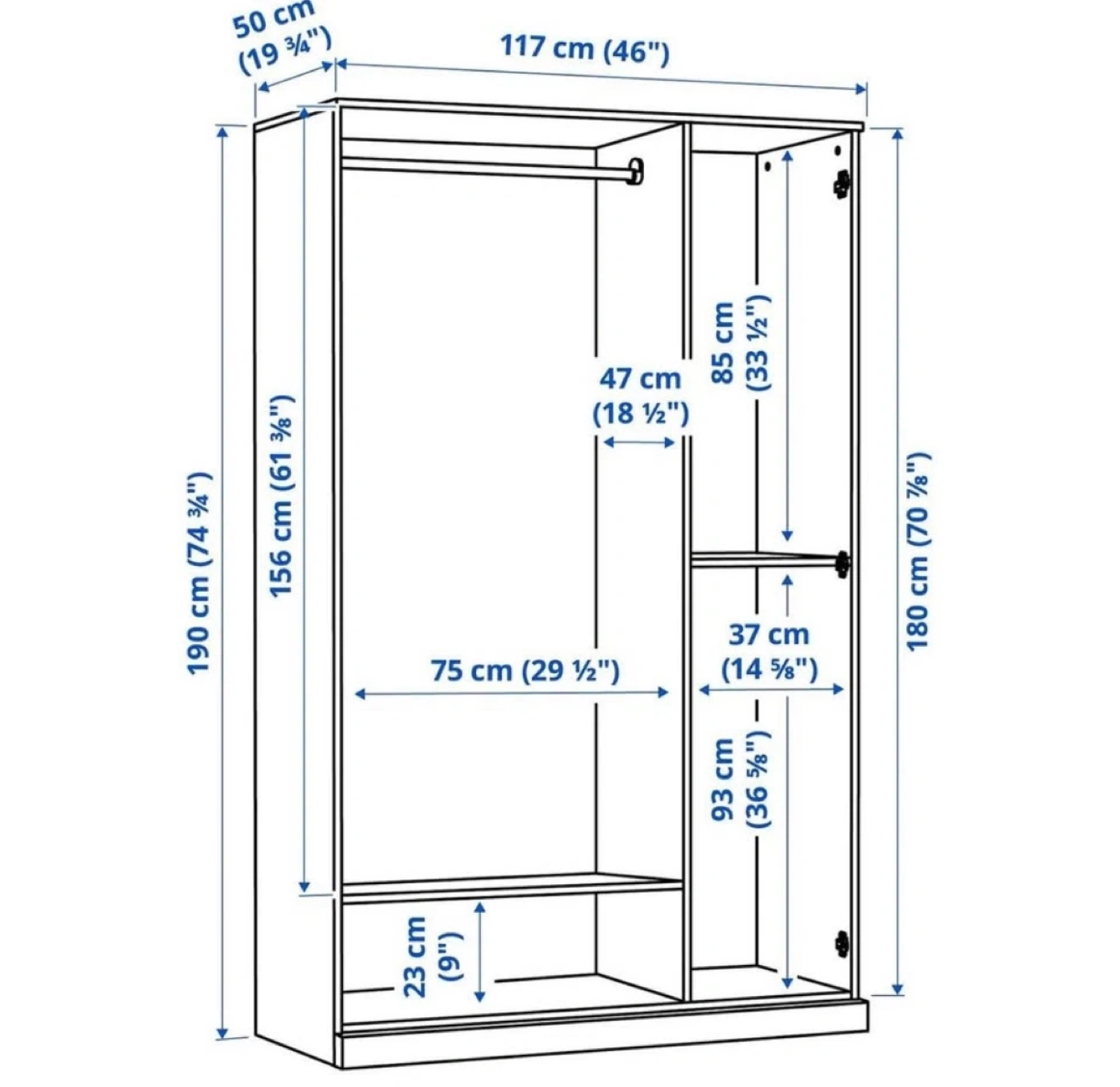 Dark Grey 3-Door Wardrobe with Mirror - photo 3