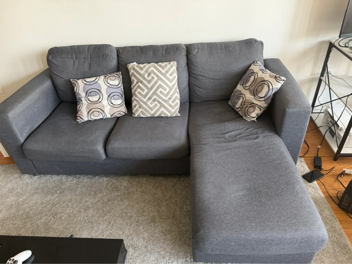 Grey Sectional Couch with Pillows - photo 2