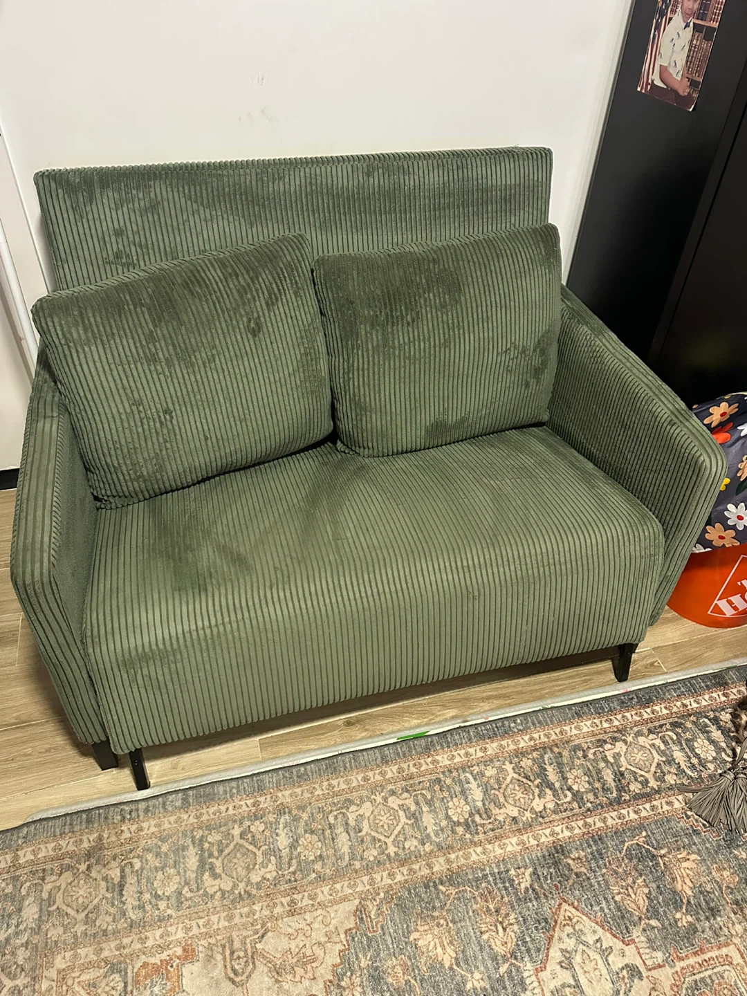 Green Corduroy Loveseat sofa bed
