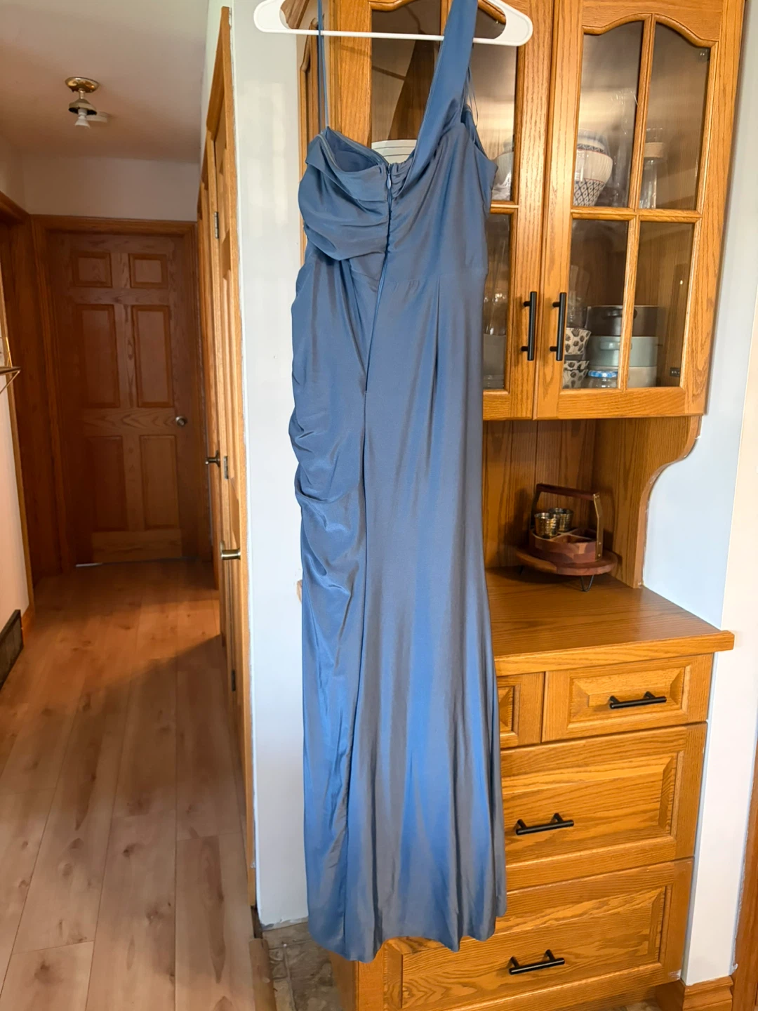 Dusty Blue One Shoulder Prom Dress - photo 2
