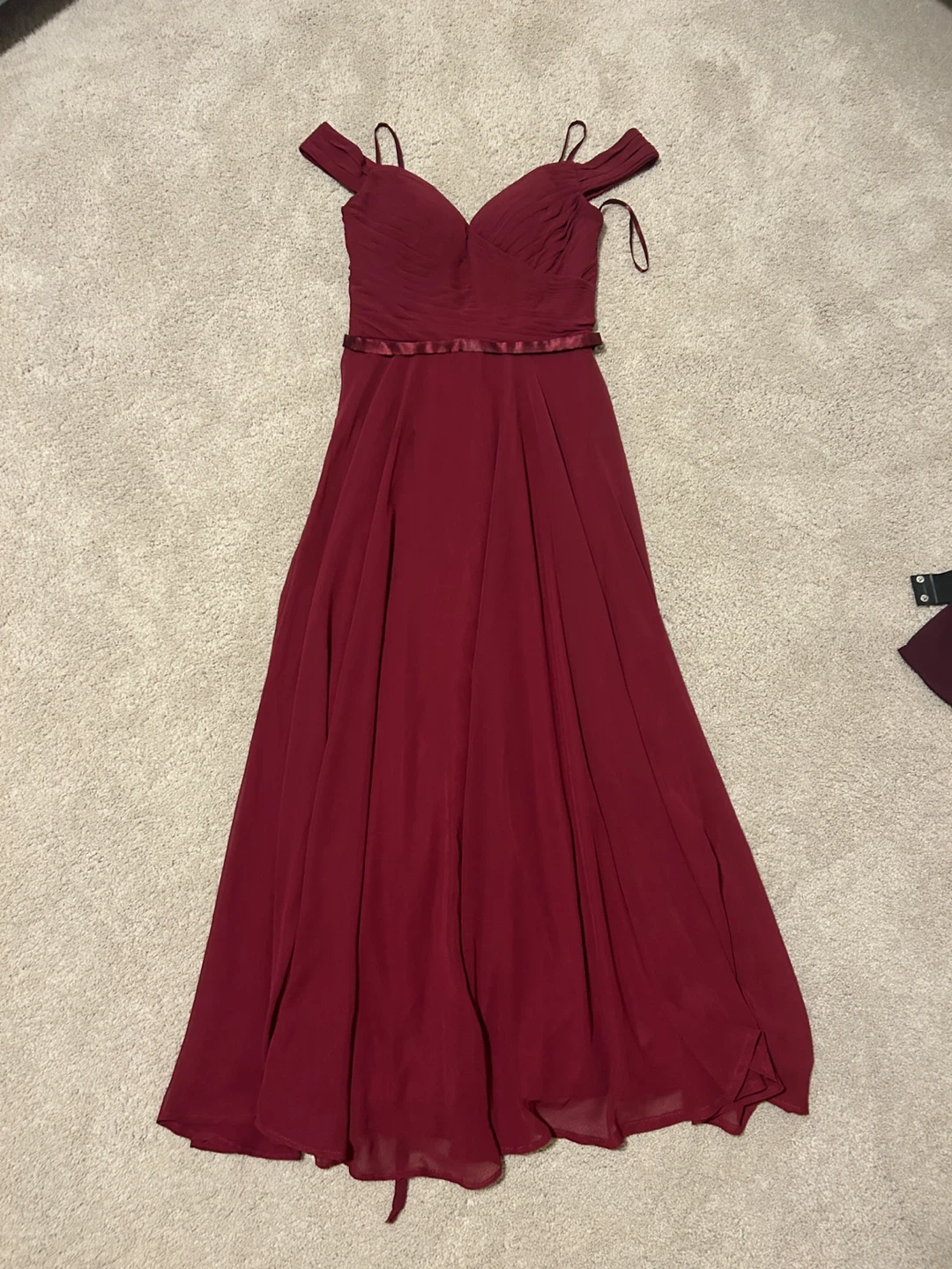 Burgundy Off-the-Shoulder Formal Dress
