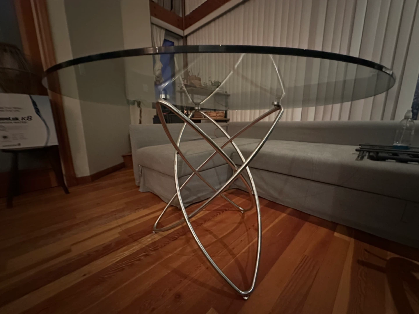 Round Glass Top Dining Table with Chrome Base