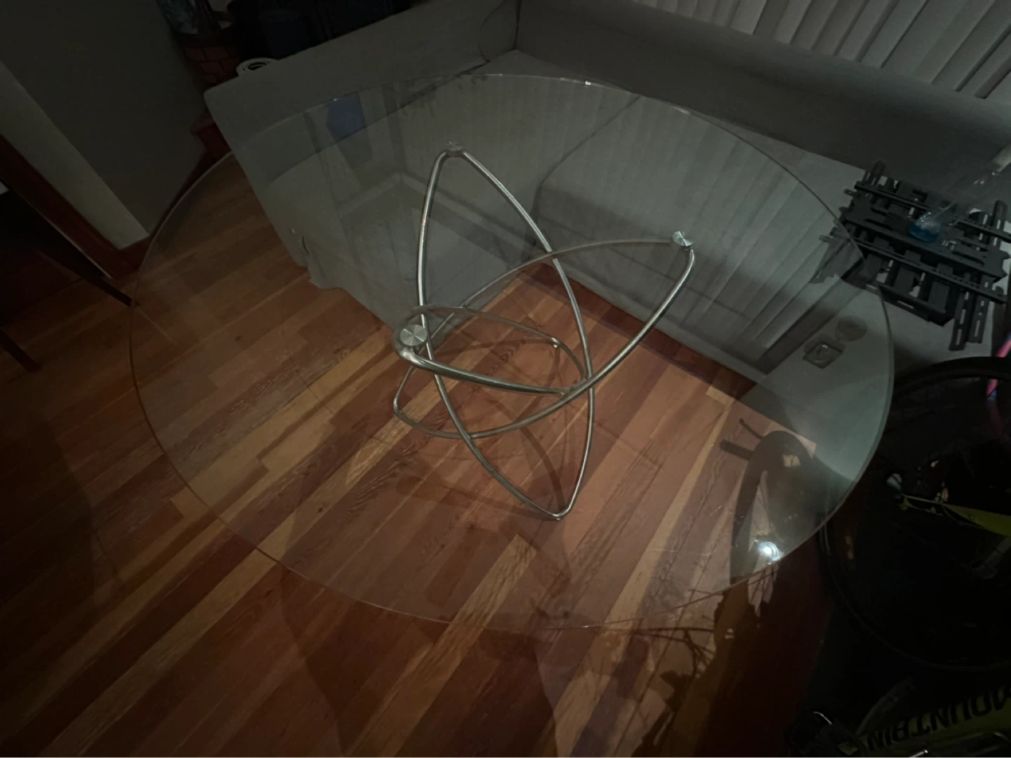 Round Glass Top Dining Table with Chrome Base - photo 3