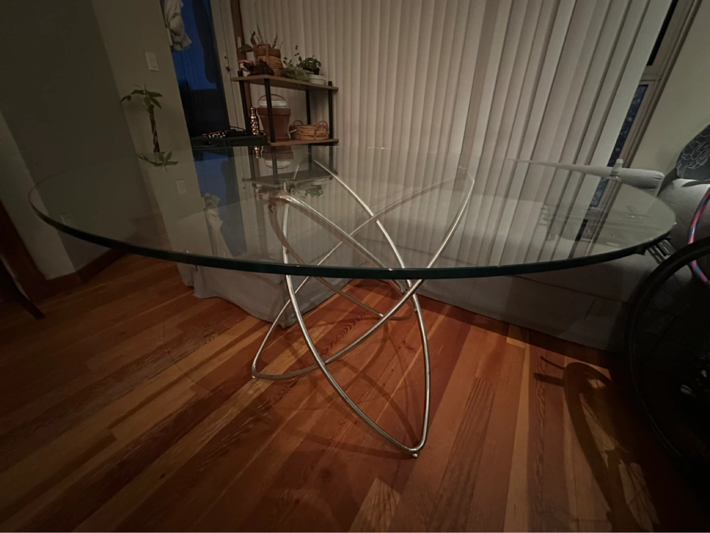 Round Glass Top Dining Table with Chrome Base - photo 2