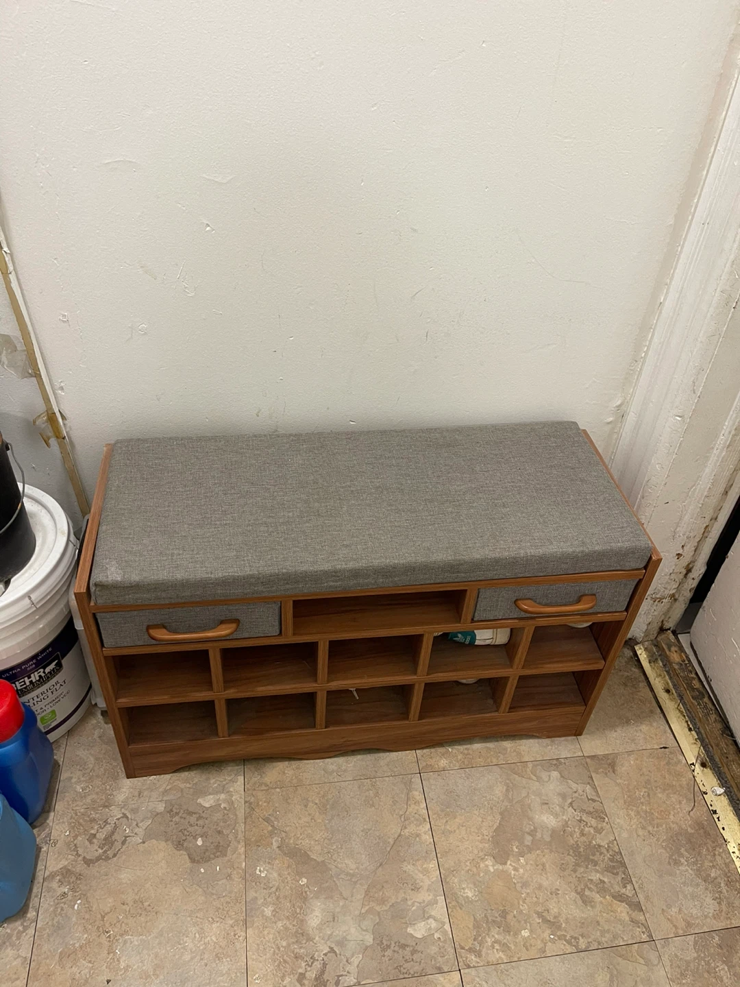 Wooden Shoe Rack with Cushioned Seat - photo 3