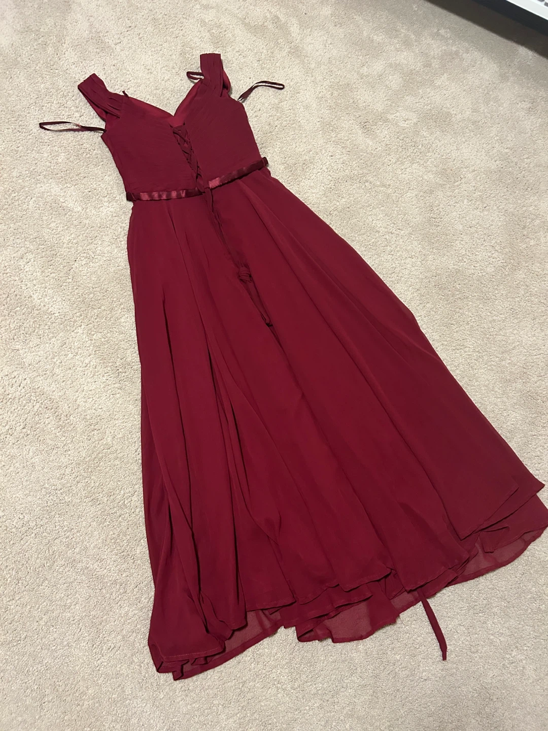 Burgundy Off-the-Shoulder Formal Dress - photo 2