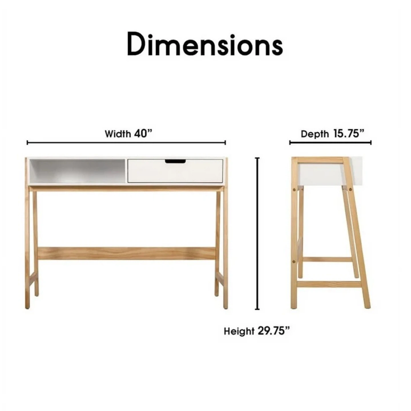 Home Office Writing Desk /  Work Desk - White with Wooden legs - photo 3