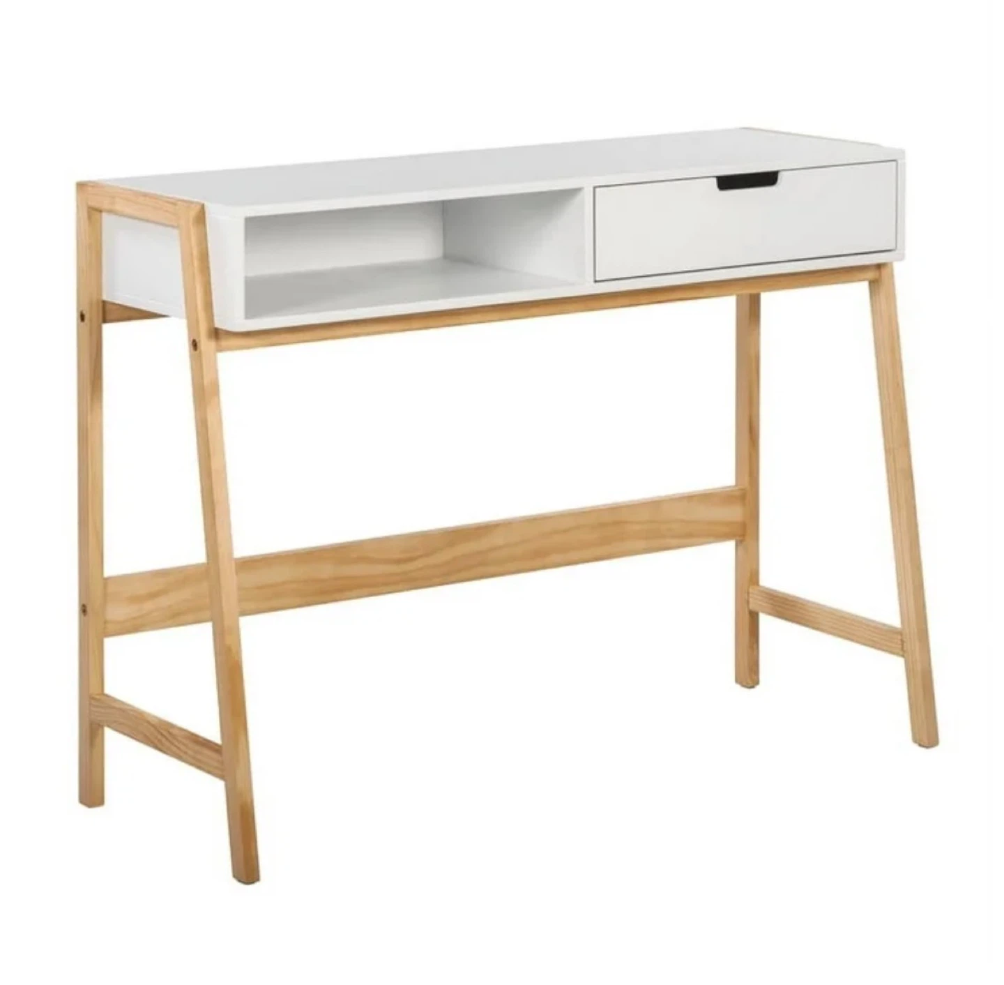 Home Office Writing Desk /  Work Desk - White with Wooden legs - photo 5