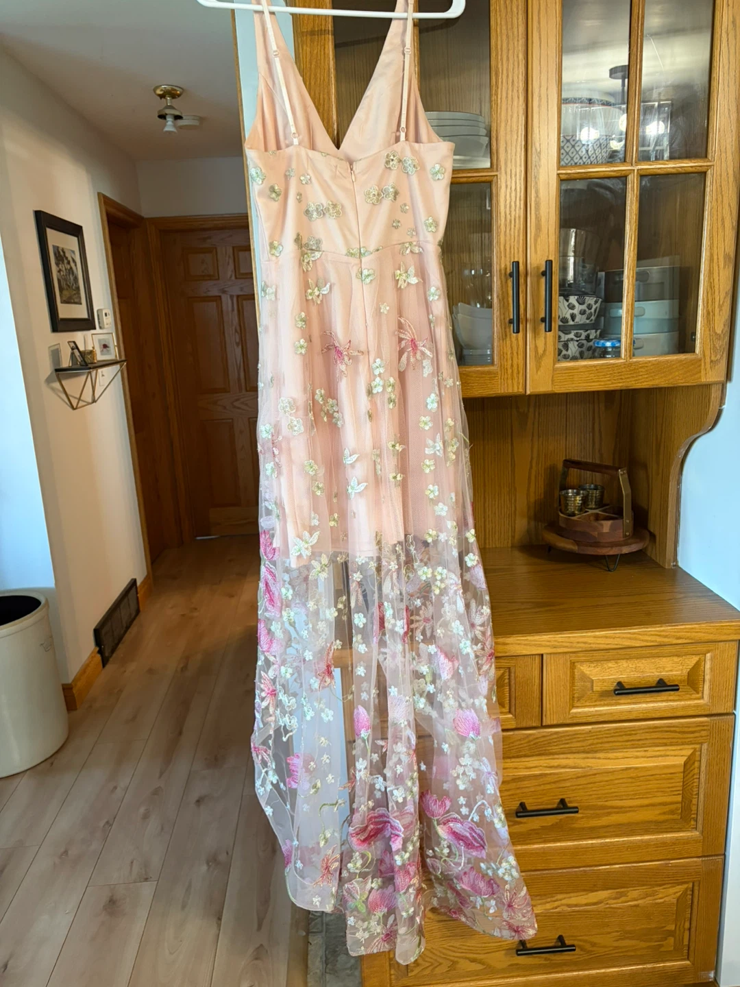 Pink Floral Embroidered Prom or Grad Dress - photo 2