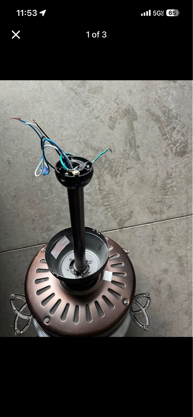 Bronze Ceiling Fan with White Glass Shade