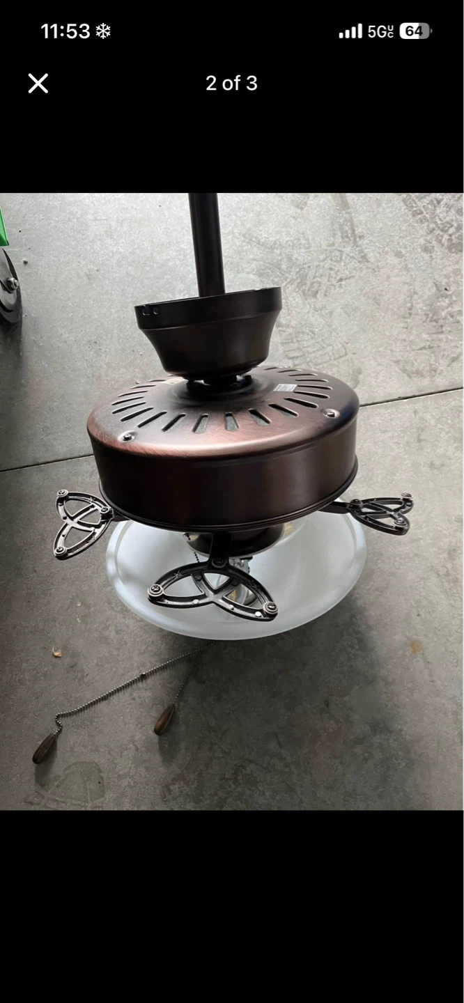 Bronze Ceiling Fan with White Glass Shade - photo 2