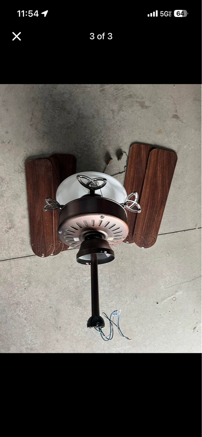 Bronze Ceiling Fan with White Glass Shade - photo 3