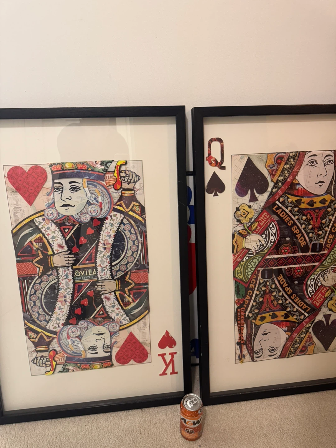 Framed King and Queen of Hearts/Spades Card Art - photo 2