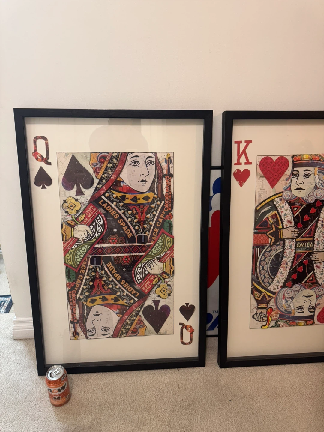 Framed King and Queen of Hearts/Spades Card Art - photo 4