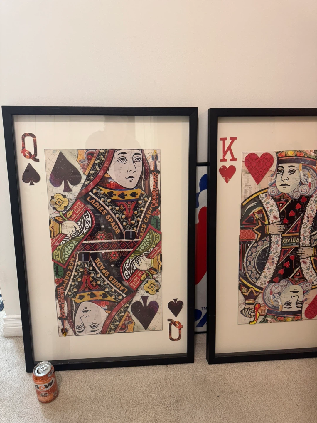 Framed King and Queen of Hearts/Spades Card Art - photo 3