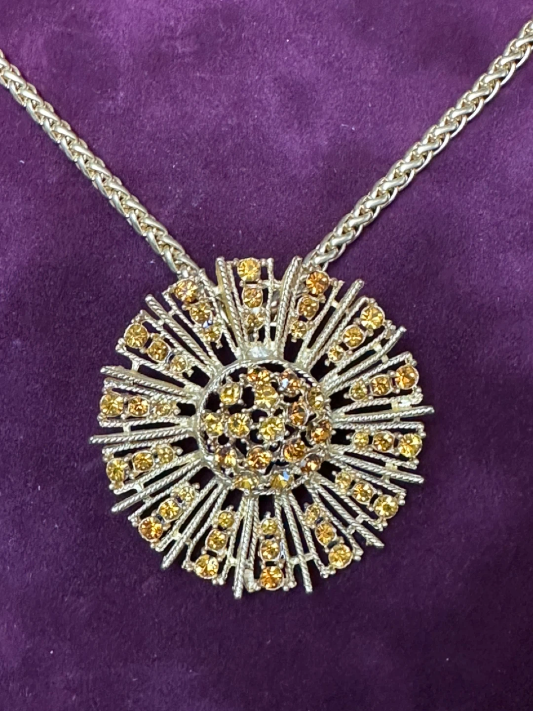 Gold tone sunburst pendant necklace - photo 2