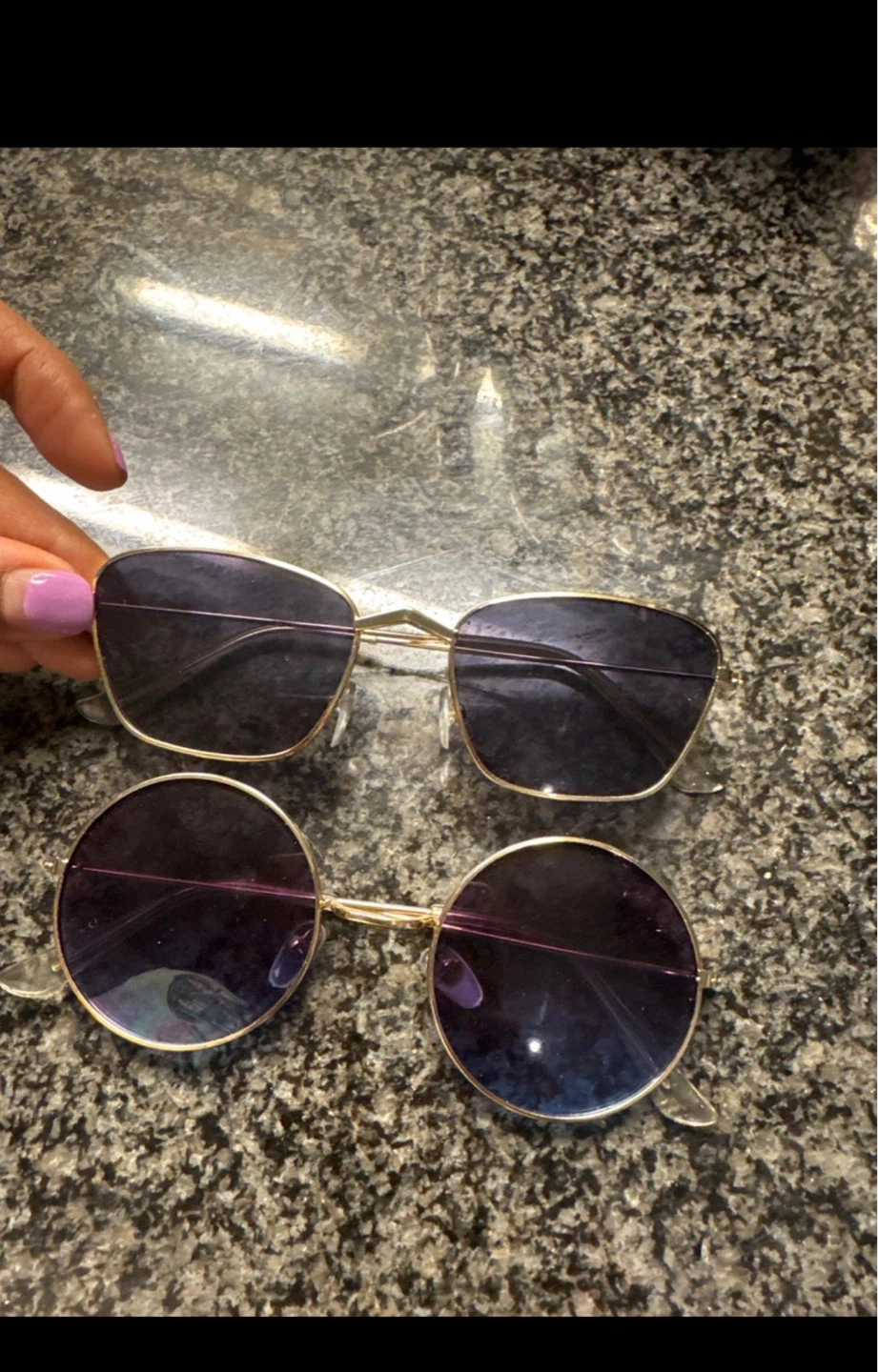 2 Pairs of Gold-Rimmed Sunglasses