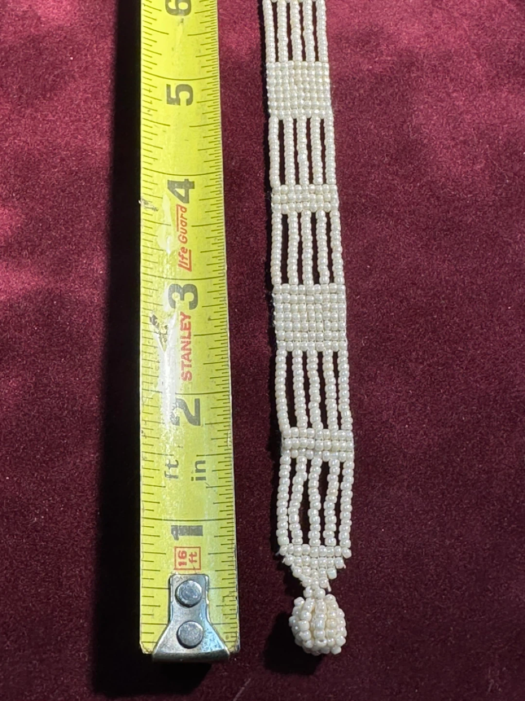 White Beaded Necklace with Tassel - photo 4