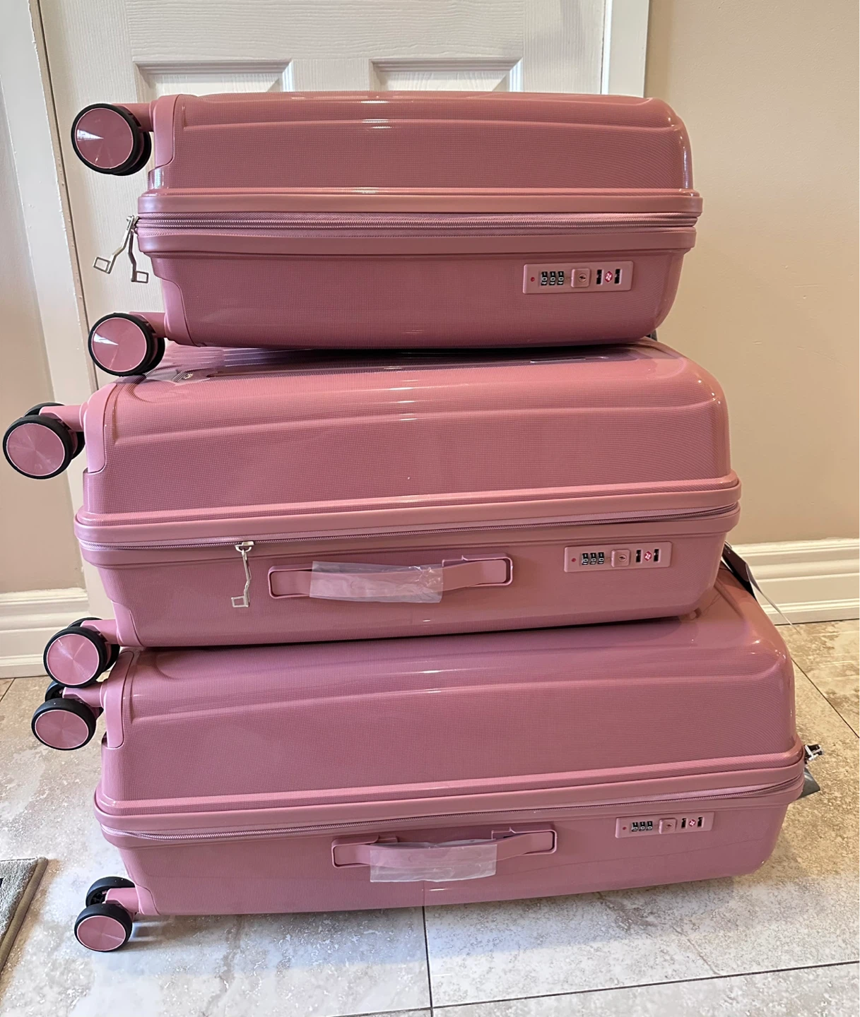 Pink Hard Shell Luggage Set