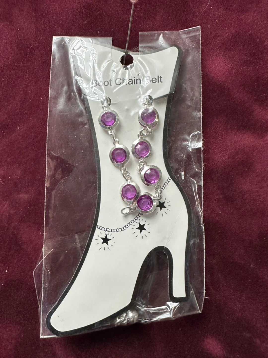Boot Chain Belt with Purple Gems