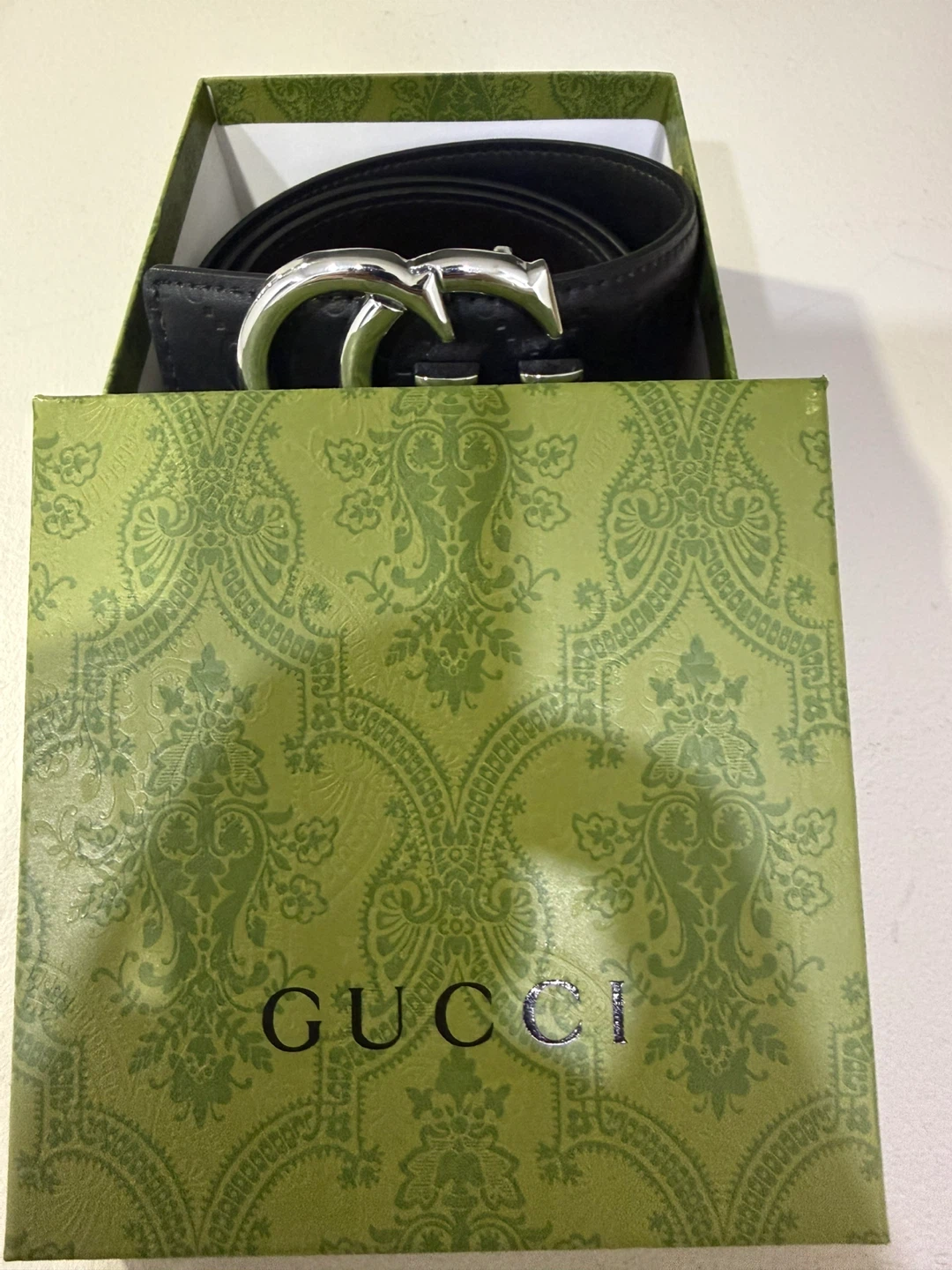 Gucci Black Leather Belt with GG Buckle